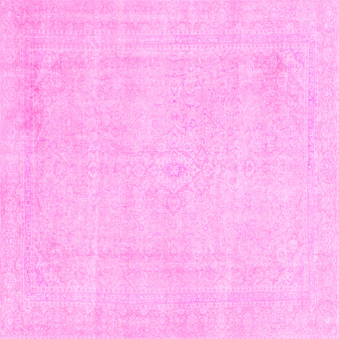 Square Machine Washable Abstract Pink Modern Rug, wshabs2147pnk