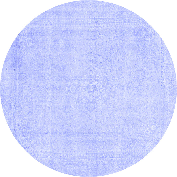 Round Abstract Blue Modern Rug, abs2147blu