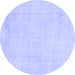 Round Abstract Blue Modern Rug, abs2147blu