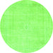 Round Abstract Green Modern Rug, abs2147grn