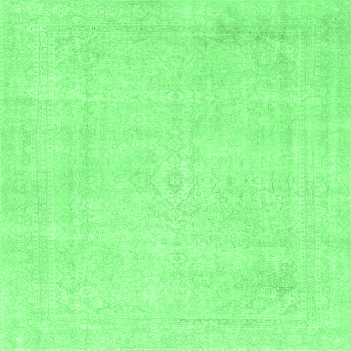 Square Machine Washable Abstract Emerald Green Modern Area Rugs, wshabs2147emgrn