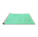 Sideview of Machine Washable Abstract Turquoise Modern Area Rugs, wshabs2147turq