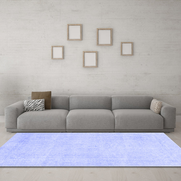 Machine Washable Abstract Blue Modern Rug in a Living Room, wshabs2147blu