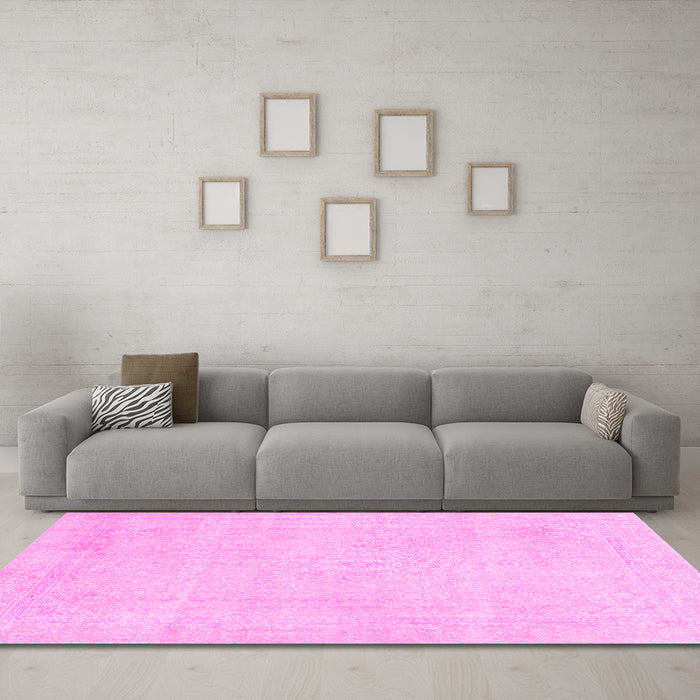 Machine Washable Abstract Pink Modern Rug in a Living Room, wshabs2147pnk