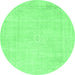 Round Abstract Emerald Green Modern Rug, abs2147emgrn