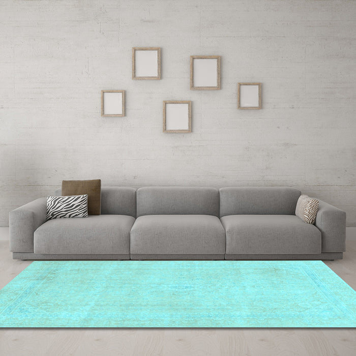 Machine Washable Abstract Light Blue Modern Rug in a Living Room, wshabs2147lblu
