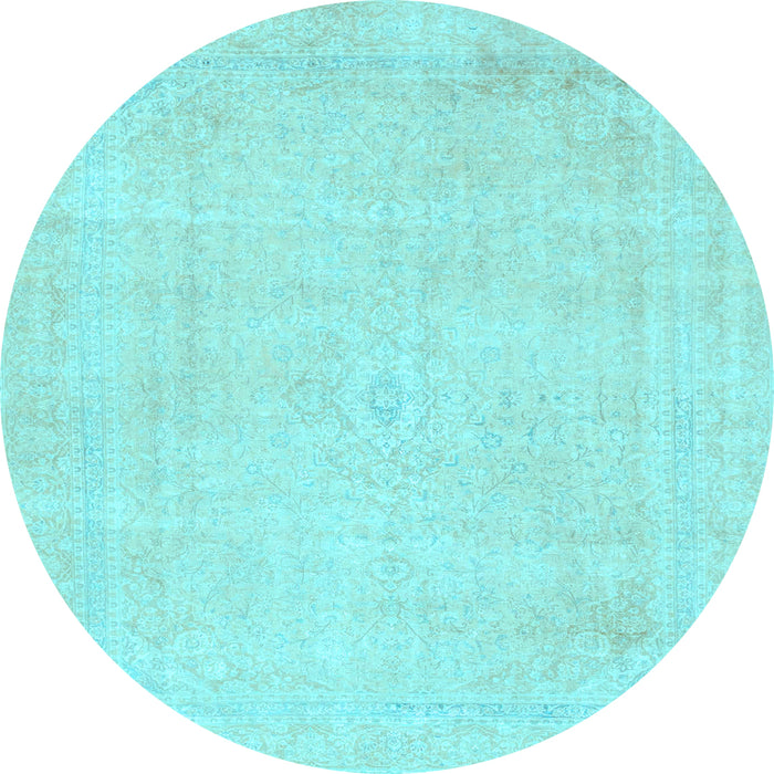 Round Machine Washable Abstract Light Blue Modern Rug, wshabs2147lblu