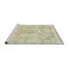 Sideview of Machine Washable Abstract Olive Green Rug, wshabs2148