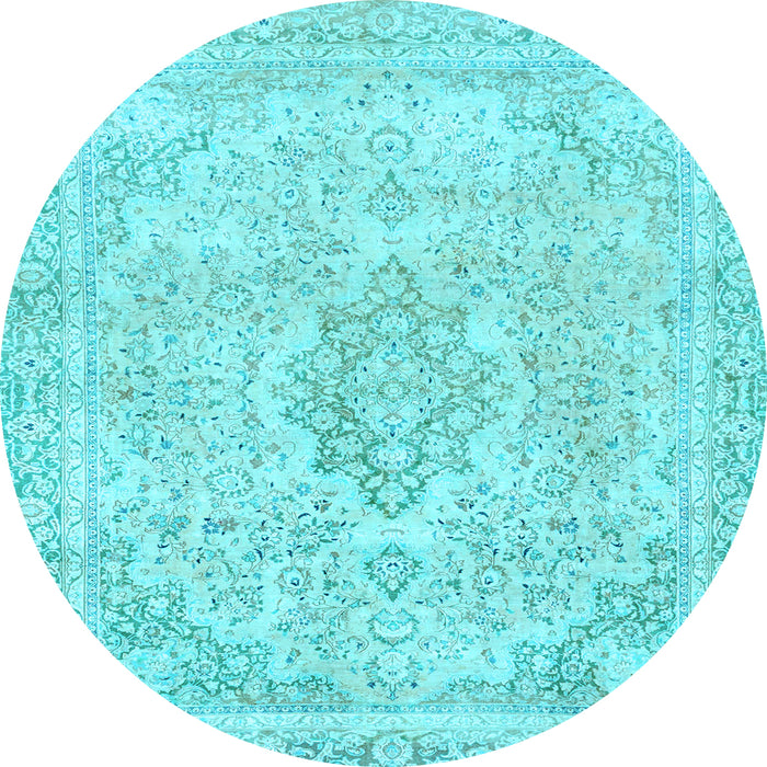 Round Machine Washable Abstract Light Blue Modern Rug, wshabs2148lblu