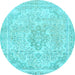 Round Machine Washable Abstract Light Blue Modern Rug, wshabs2148lblu