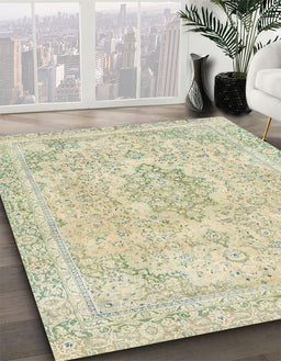 Abstract Olive Green Modern Rug in Family Room, abs2148