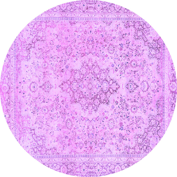 Round Abstract Purple Modern Rug, abs2148pur