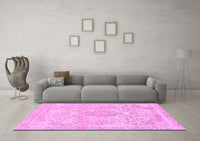 Machine Washable Abstract Pink Modern Rug, wshabs2148pnk