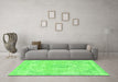 Machine Washable Abstract Green Modern Area Rugs in a Living Room,, wshabs2148grn