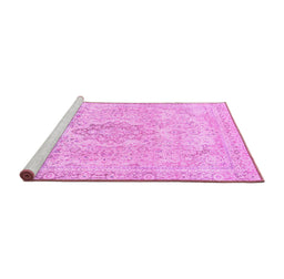 Sideview of Machine Washable Abstract Pink Modern Rug, wshabs2148pnk