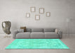 Machine Washable Abstract Turquoise Modern Area Rugs in a Living Room,, wshabs2148turq