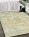 Machine Washable Abstract Olive Green Rug in a Family Room, wshabs2148