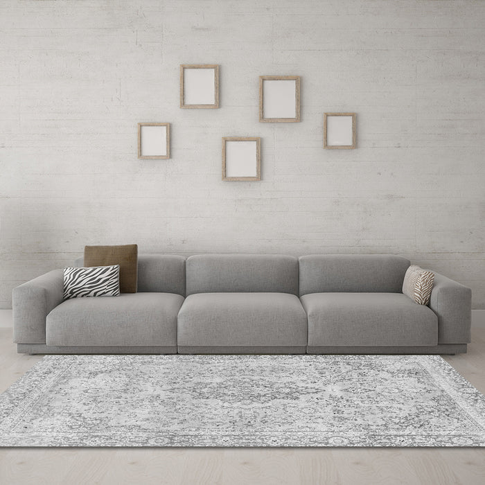 Machine Washable Abstract Gray Modern Rug in a Living Room,, wshabs2148gry
