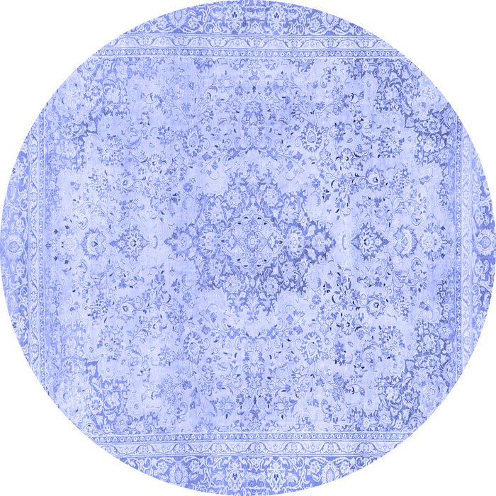 Round Abstract Blue Modern Rug, abs2148blu