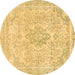 Round Abstract Brown Modern Rug, abs2148brn