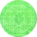 Round Abstract Green Modern Rug, abs2148grn