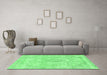 Machine Washable Abstract Emerald Green Modern Area Rugs in a Living Room,, wshabs2148emgrn