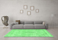 Machine Washable Abstract Emerald Green Modern Rug, wshabs2148emgrn