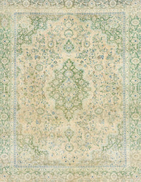 Machine Washable Abstract Olive Green Rug, wshabs2148