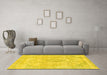 Machine Washable Abstract Yellow Modern Rug in a Living Room, wshabs2148yw