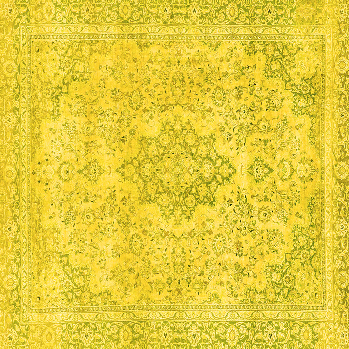 Square Abstract Yellow Modern Rug, abs2148yw