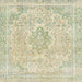 Square Machine Washable Abstract Olive Green Rug, wshabs2148