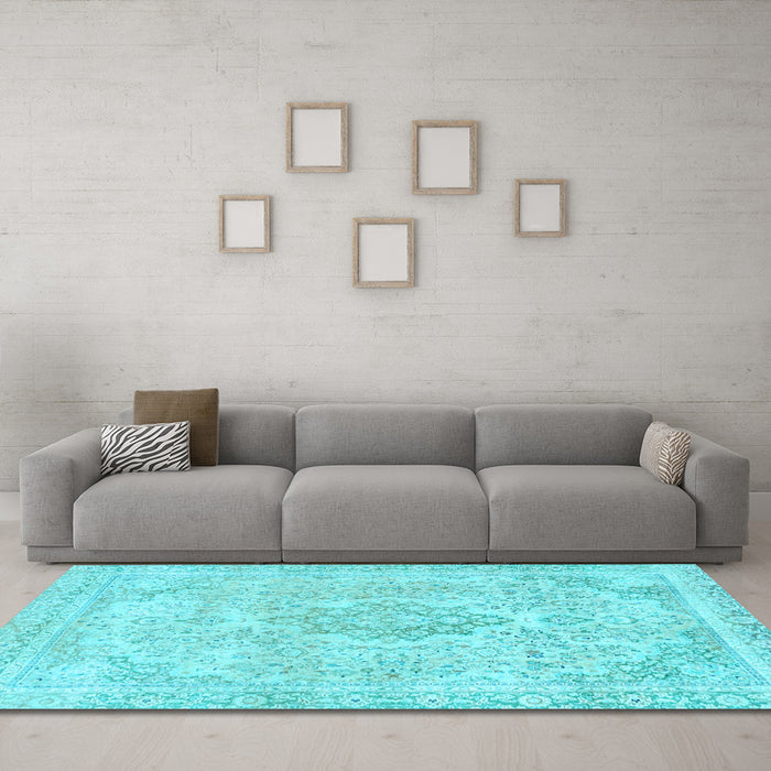 Machine Washable Abstract Light Blue Modern Rug in a Living Room, wshabs2148lblu