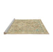 Sideview of Machine Washable Abstract Khaki Gold Rug, wshabs2149