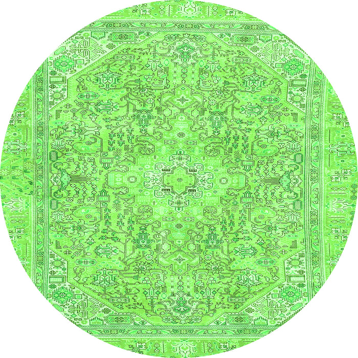 Round Machine Washable Abstract Green Modern Area Rugs, wshabs2149grn
