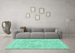 Machine Washable Abstract Turquoise Modern Area Rugs in a Living Room,, wshabs2149turq