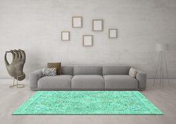 Machine Washable Abstract Turquoise Modern Area Rugs in a Living Room,, wshabs2149turq