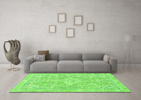 Machine Washable Abstract Green Modern Rug, wshabs2149grn