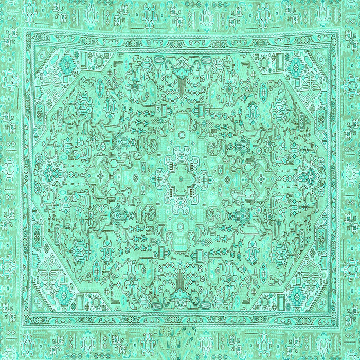 Square Machine Washable Abstract Turquoise Modern Area Rugs, wshabs2149turq