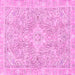 Square Machine Washable Abstract Pink Modern Rug, wshabs2149pnk