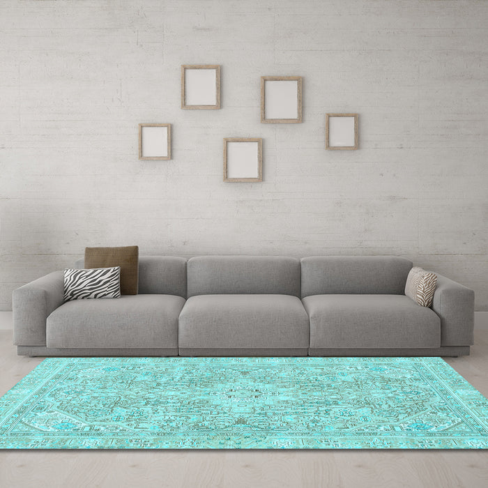 Machine Washable Abstract Light Blue Modern Rug in a Living Room, wshabs2149lblu