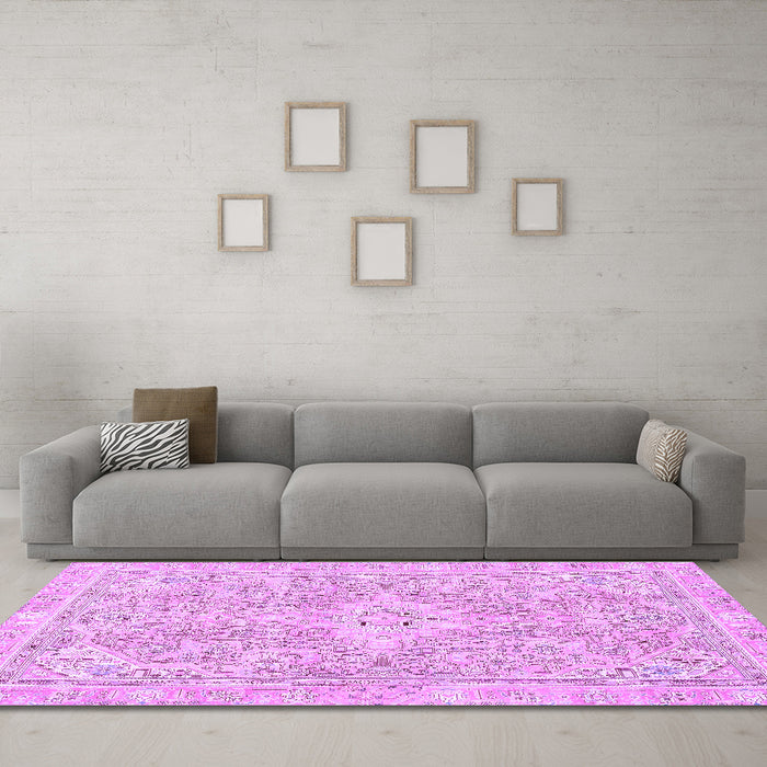 Machine Washable Abstract Purple Modern Area Rugs in a Living Room, wshabs2149pur