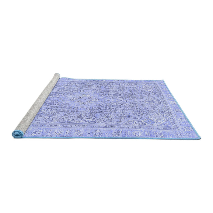 Sideview of Machine Washable Abstract Blue Modern Rug, wshabs2149blu