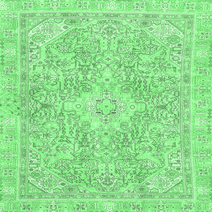 Square Machine Washable Abstract Emerald Green Modern Area Rugs, wshabs2149emgrn