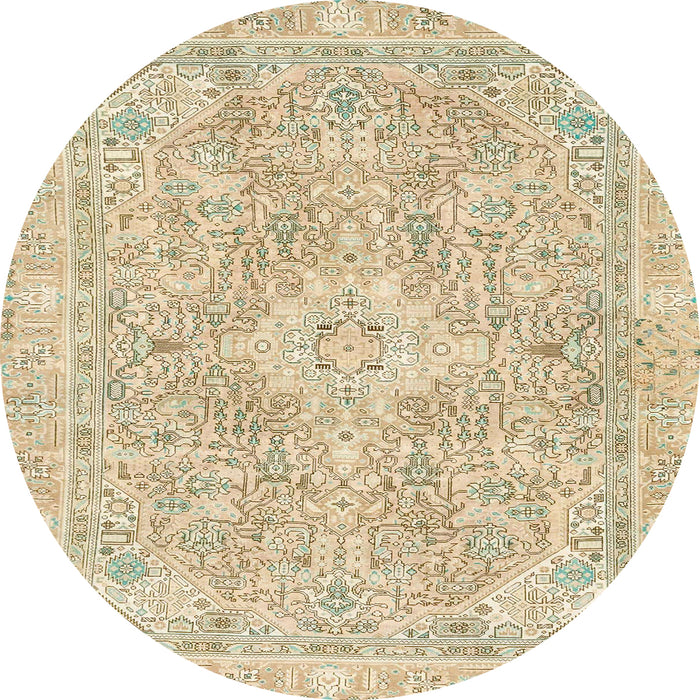 Round Machine Washable Abstract Khaki Gold Rug, wshabs2149
