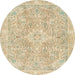 Round Machine Washable Abstract Khaki Gold Rug, wshabs2149