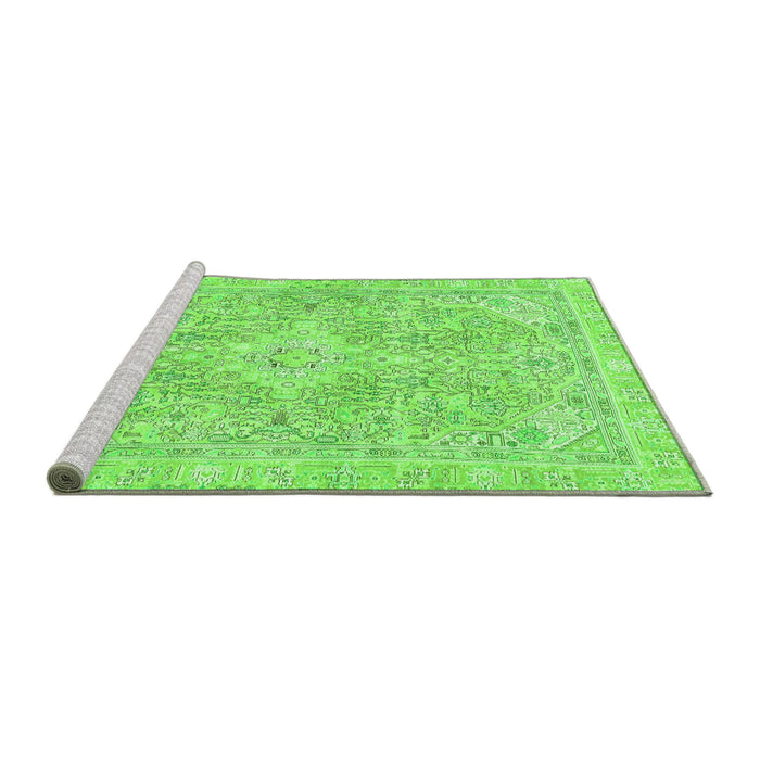 Sideview of Machine Washable Abstract Green Modern Area Rugs, wshabs2149grn