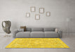 Machine Washable Abstract Yellow Modern Rug in a Living Room, wshabs2149yw