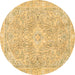 Round Abstract Brown Modern Rug, abs2149brn