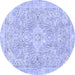 Round Abstract Blue Modern Rug, abs2149blu