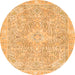 Round Machine Washable Abstract Orange Modern Area Rugs, wshabs2149org